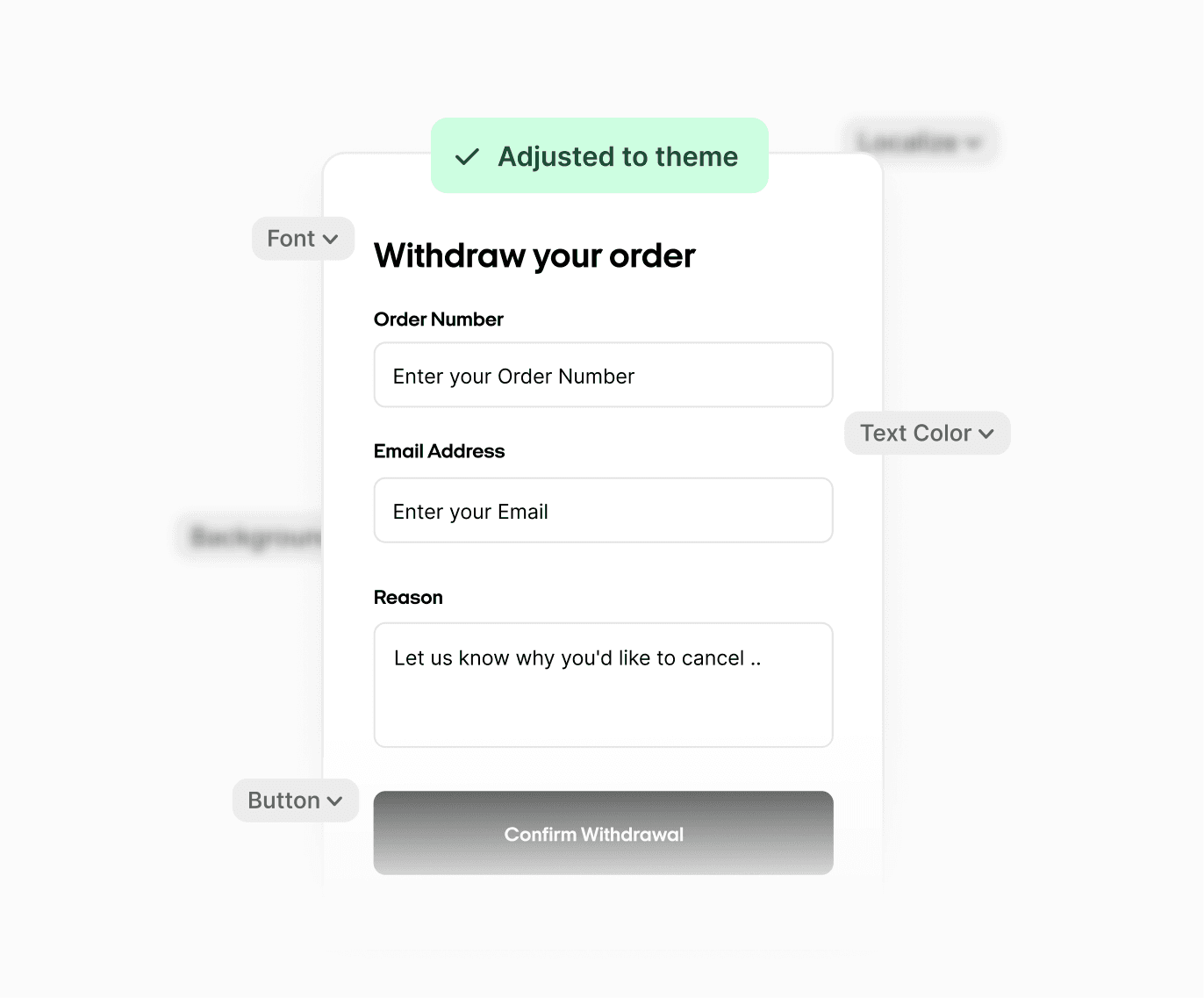 Withdrawal form adapted to a store's branding